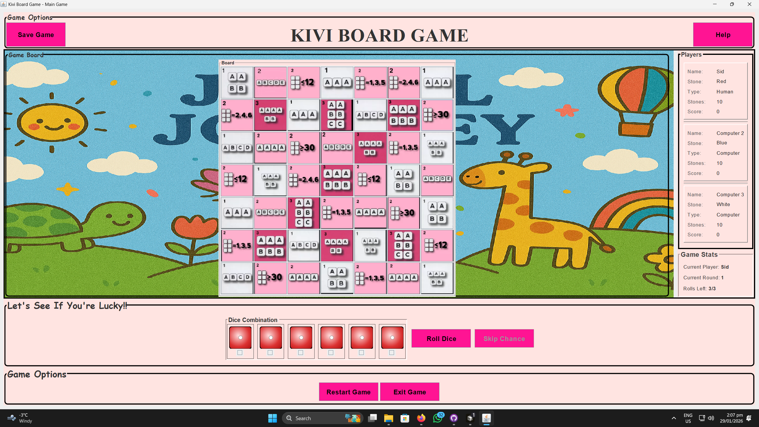 Kivi Board Game - Full game screen